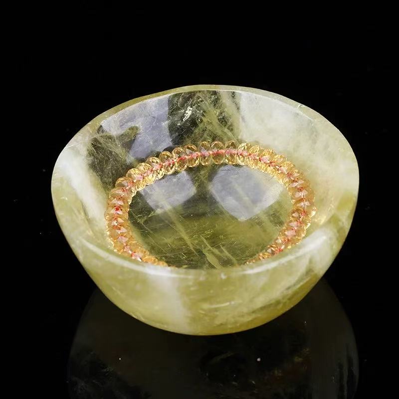 Natural Citrine Clear Lucky Bowl Bracelet Set
