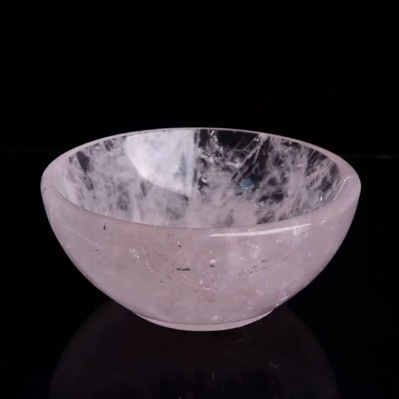 Natural white crystal round bowl ornaments pink crystal bowl