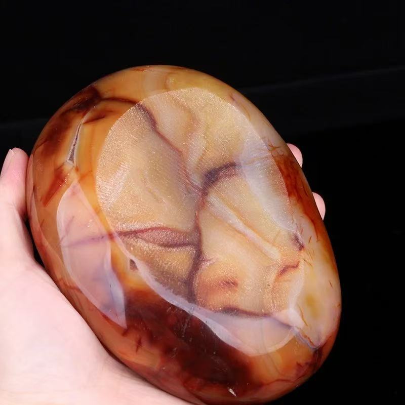 Natural red agate raw stone bowl, fortune-attracting cornucopia ornament