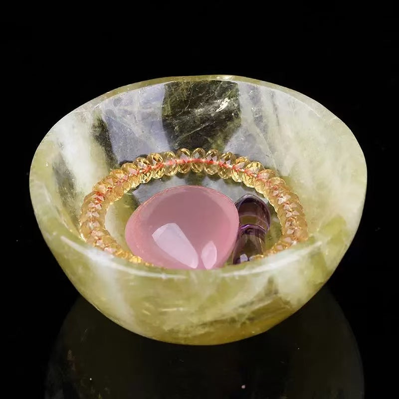 Natural Citrine Clear Lucky Bowl Bracelet Set