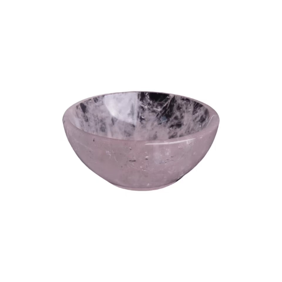 Natural white crystal round bowl ornaments pink crystal bowl