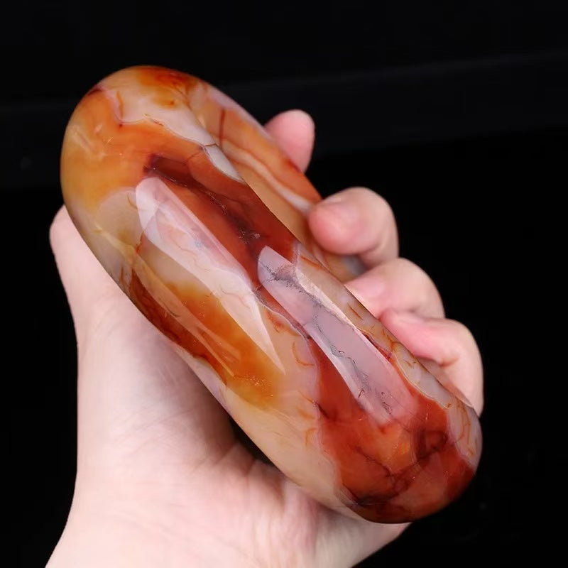 Natural red agate raw stone bowl, fortune-attracting cornucopia ornament
