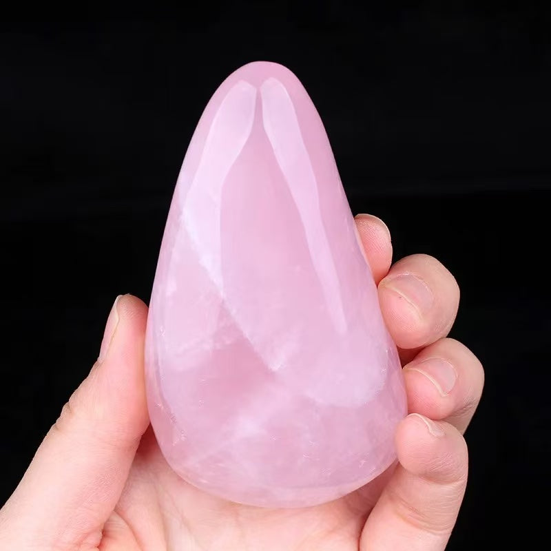 Natural pink crystal hibiscus stone portable play ornaments