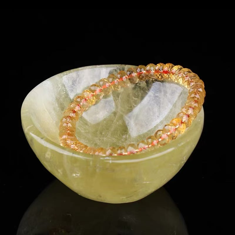 Natural Citrine Clear Lucky Bowl Bracelet Set